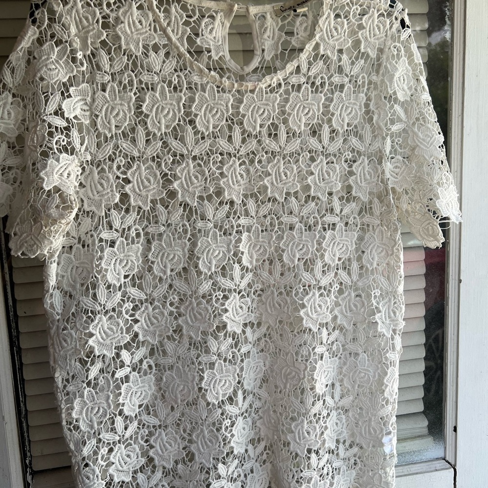 White Floral Lace Top